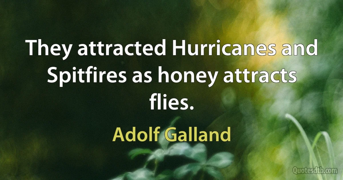 They attracted Hurricanes and Spitfires as honey attracts flies. (Adolf Galland)