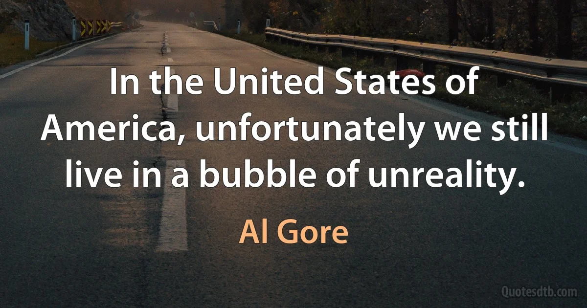 In the United States of America, unfortunately we still live in a bubble of unreality. (Al Gore)