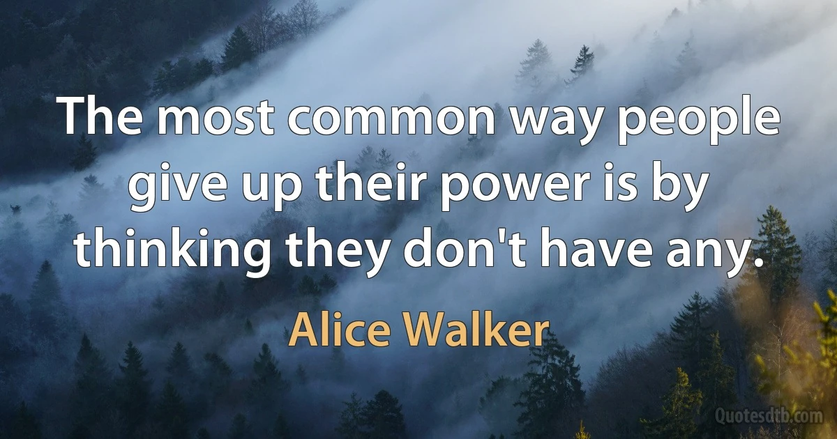 The most common way people give up their power is by thinking they don't have any. (Alice Walker)