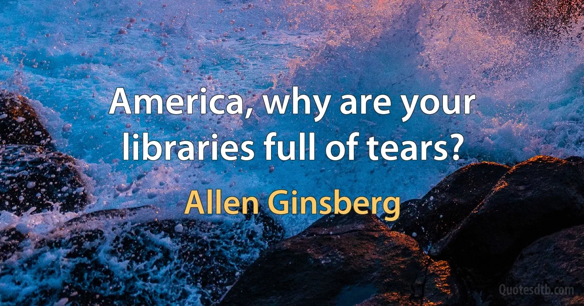 America, why are your libraries full of tears? (Allen Ginsberg)