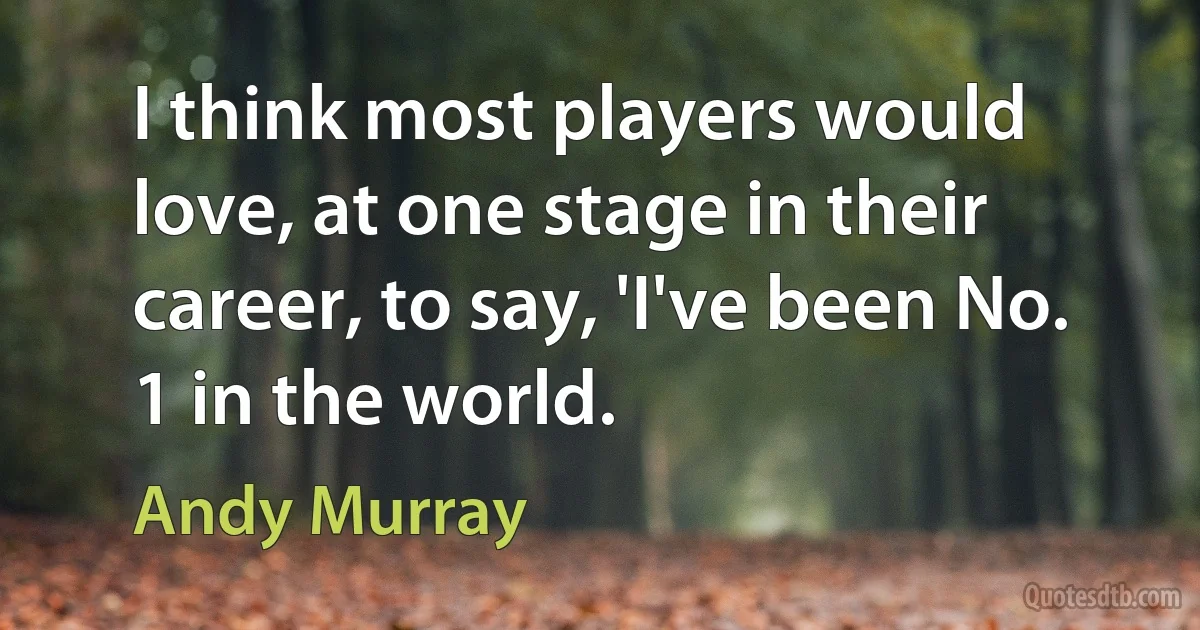 I think most players would love, at one stage in their career, to say, 'I've been No. 1 in the world. (Andy Murray)