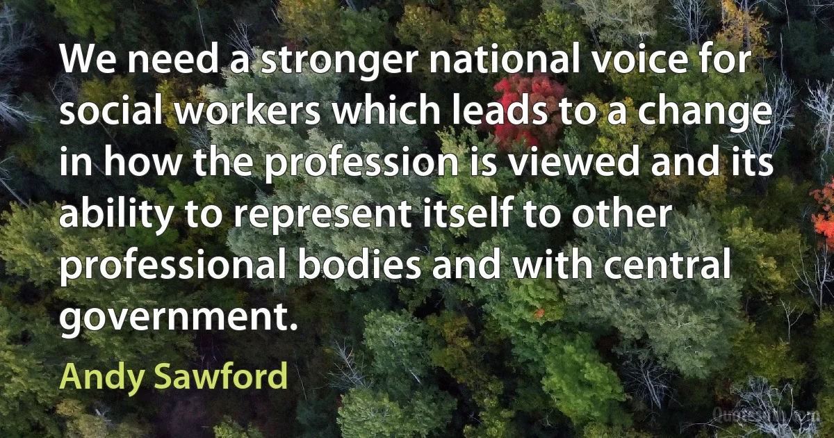 We need a stronger national voice for social workers which leads to a change in how the profession is viewed and its ability to represent itself to other professional bodies and with central government. (Andy Sawford)