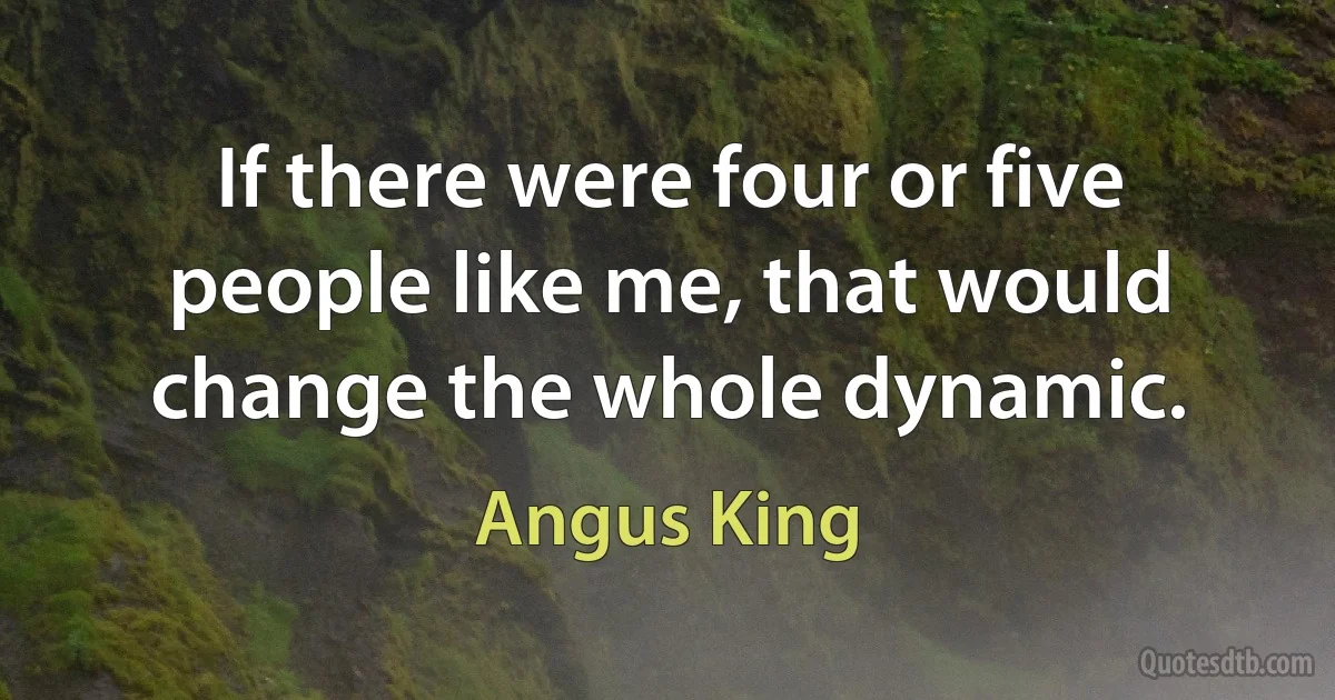 If there were four or five people like me, that would change the whole dynamic. (Angus King)