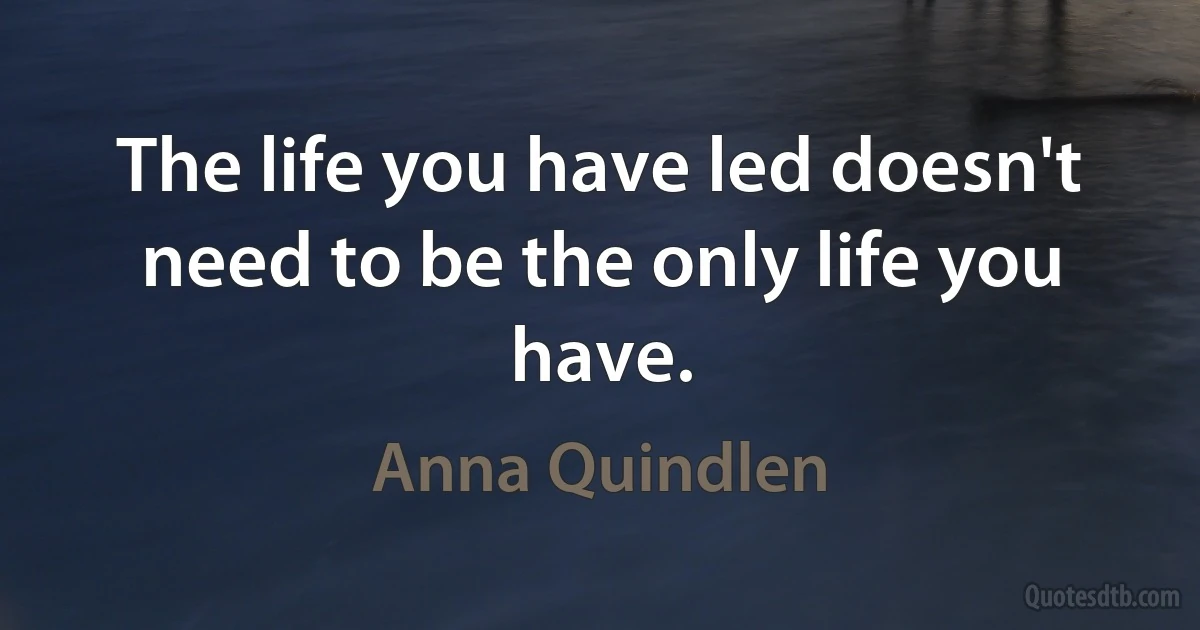 The life you have led doesn't need to be the only life you have. (Anna Quindlen)