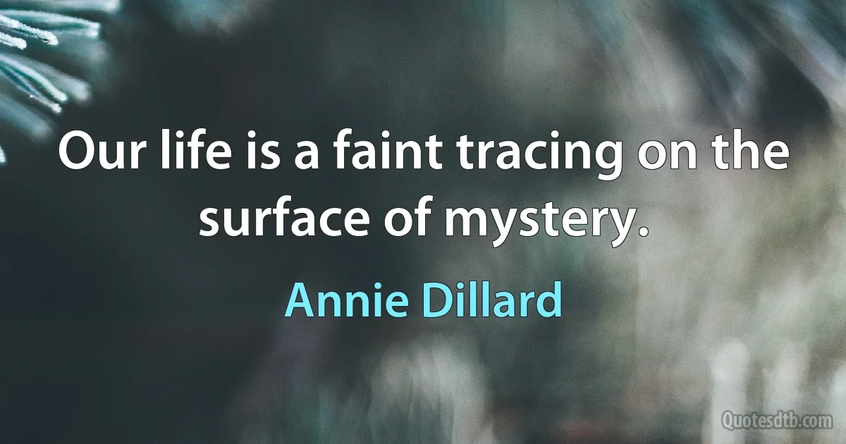 Our life is a faint tracing on the surface of mystery. (Annie Dillard)