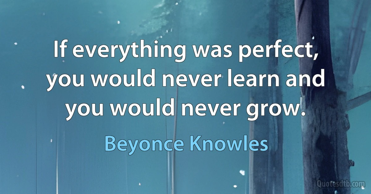 If everything was perfect, you would never learn and you would never grow. (Beyonce Knowles)