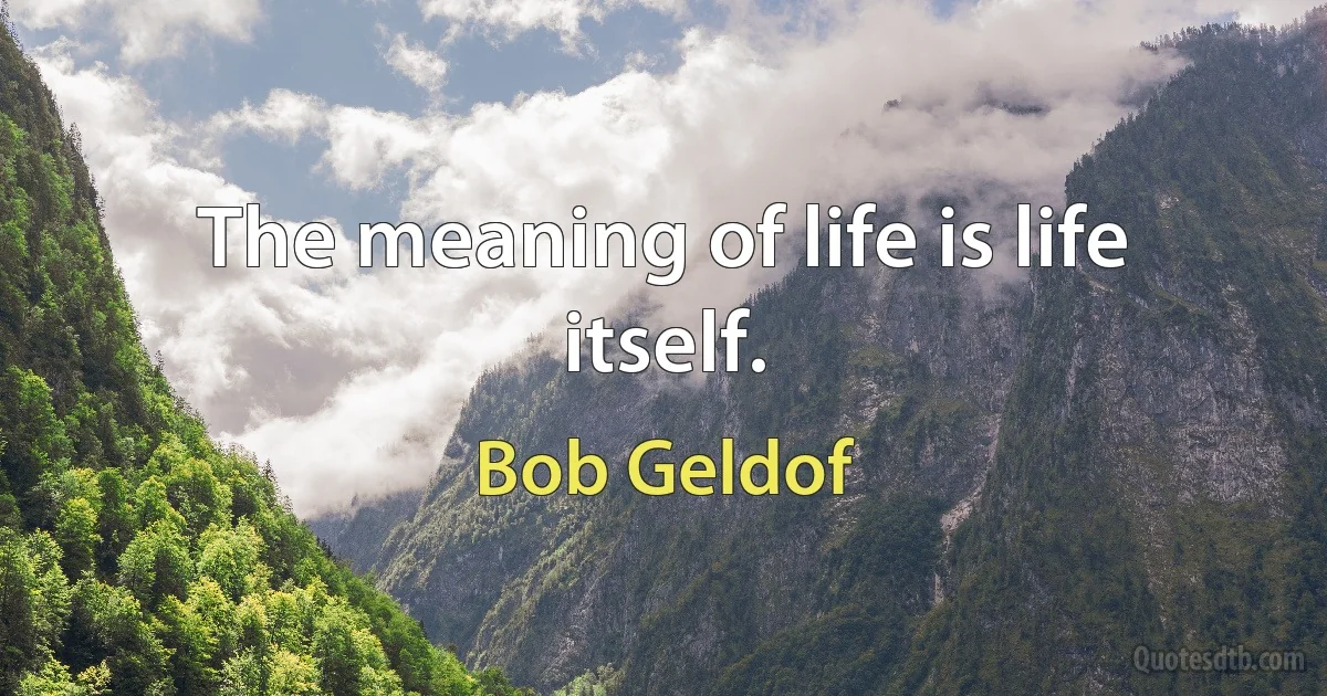 The meaning of life is life itself. (Bob Geldof)