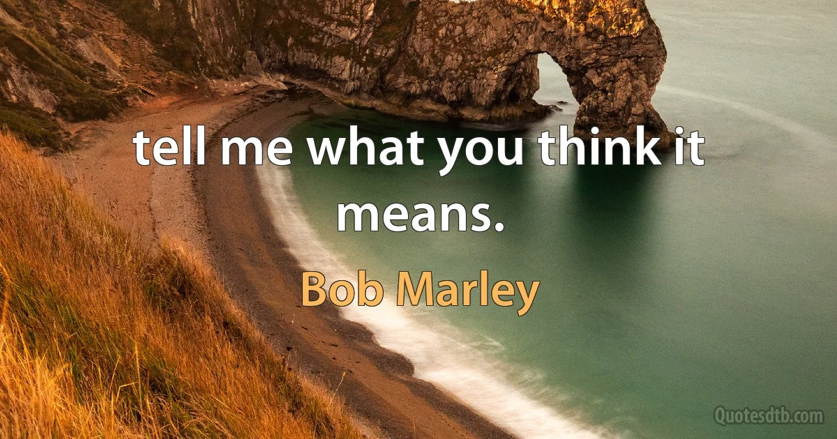 tell me what you think it means. (Bob Marley)