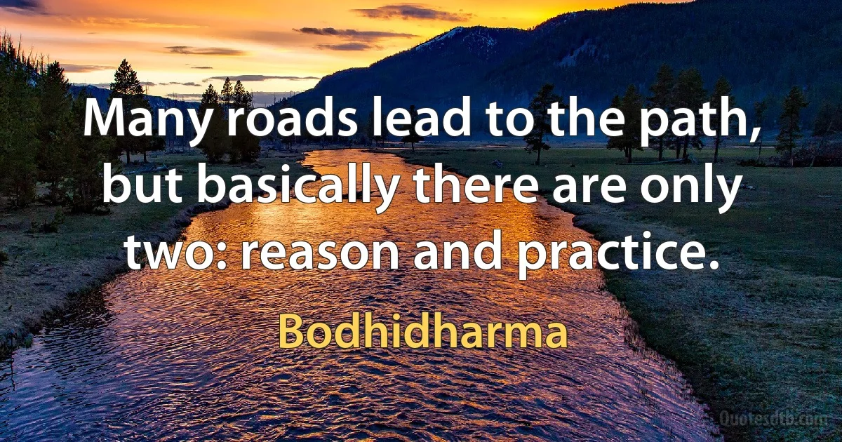 Many roads lead to the path, but basically there are only two: reason and practice. (Bodhidharma)