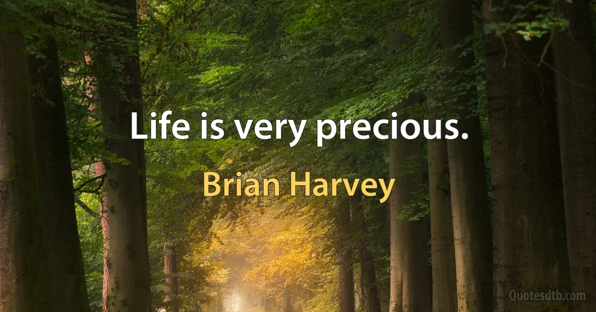 Life is very precious. (Brian Harvey)