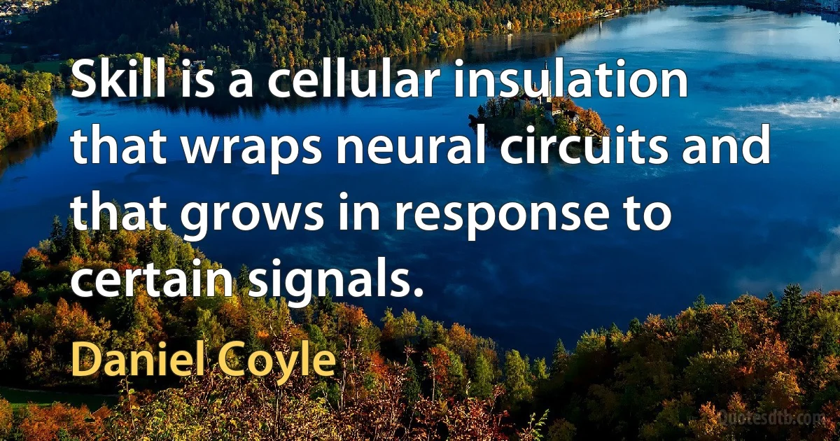 Skill is a cellular insulation that wraps neural circuits and that grows in response to certain signals. (Daniel Coyle)