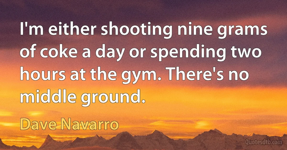 I'm either shooting nine grams of coke a day or spending two hours at the gym. There's no middle ground. (Dave Navarro)