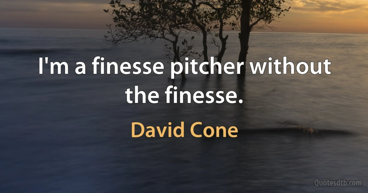 I'm a finesse pitcher without the finesse. (David Cone)