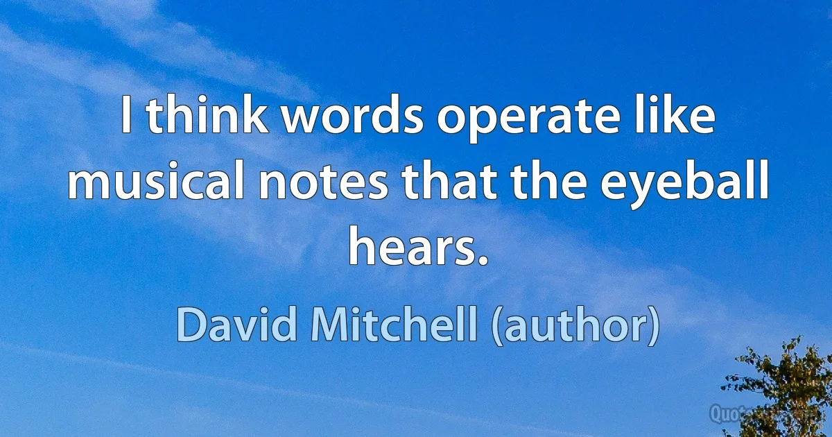 I think words operate like musical notes that the eyeball hears. (David Mitchell (author))