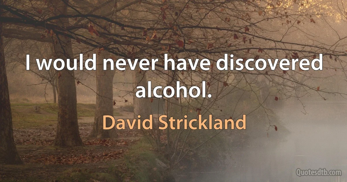 I would never have discovered alcohol. (David Strickland)