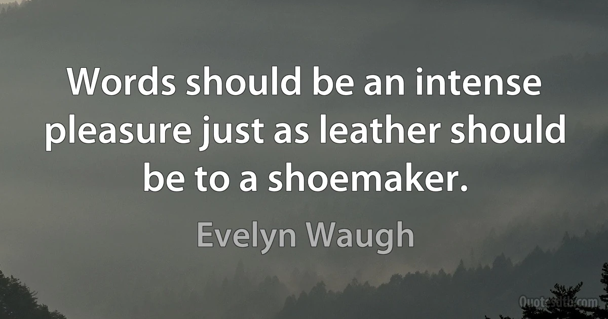 Words should be an intense pleasure just as leather should be to a shoemaker. (Evelyn Waugh)