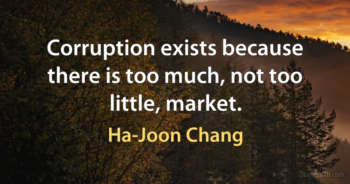 Corruption exists because there is too much, not too little, market. (Ha-Joon Chang)