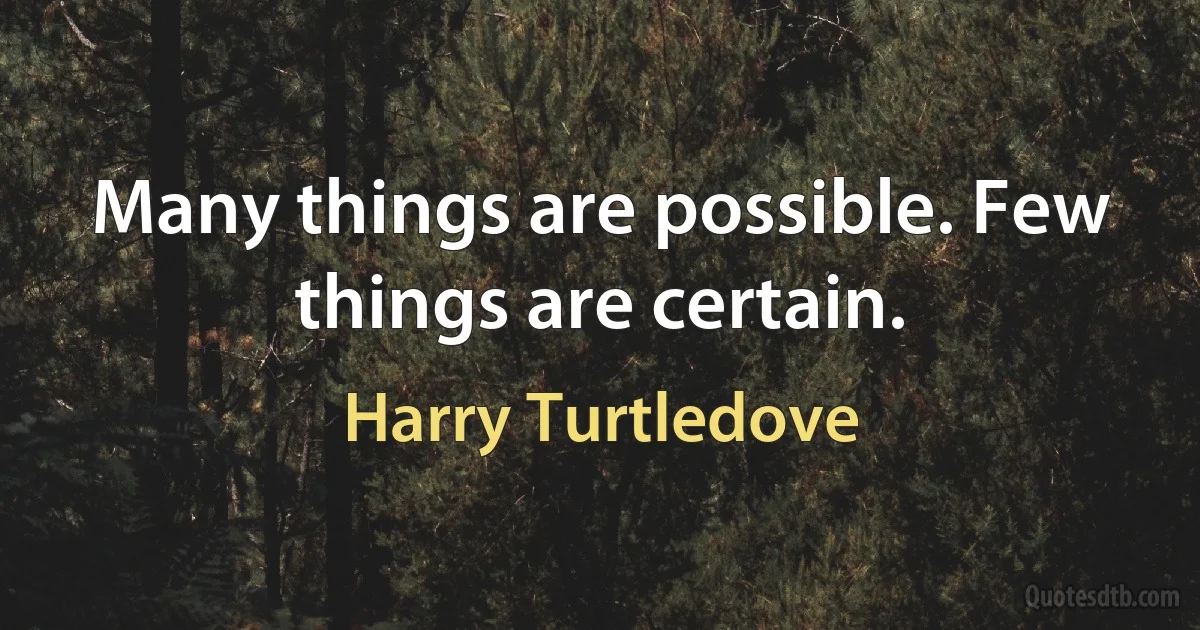 Many things are possible. Few things are certain. (Harry Turtledove)