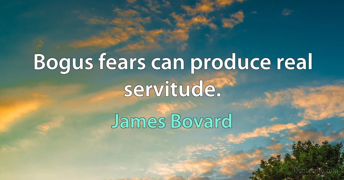 Bogus fears can produce real servitude. (James Bovard)