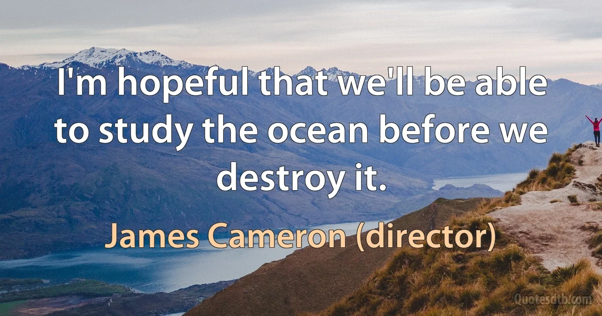 I'm hopeful that we'll be able to study the ocean before we destroy it. (James Cameron (director))