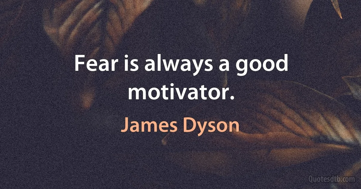 Fear is always a good motivator. (James Dyson)