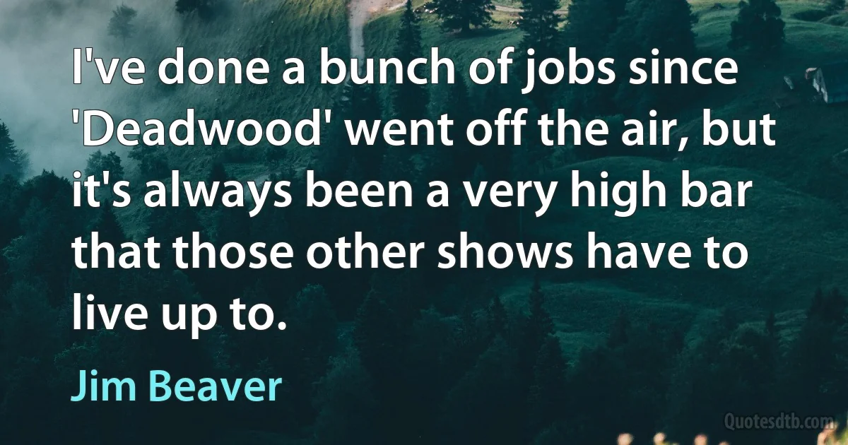 I've done a bunch of jobs since 'Deadwood' went off the air, but it's always been a very high bar that those other shows have to live up to. (Jim Beaver)