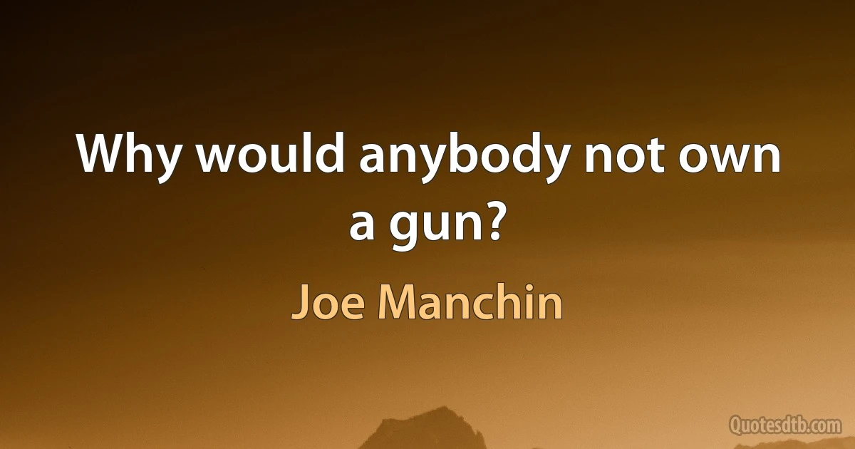 Why would anybody not own a gun? (Joe Manchin)