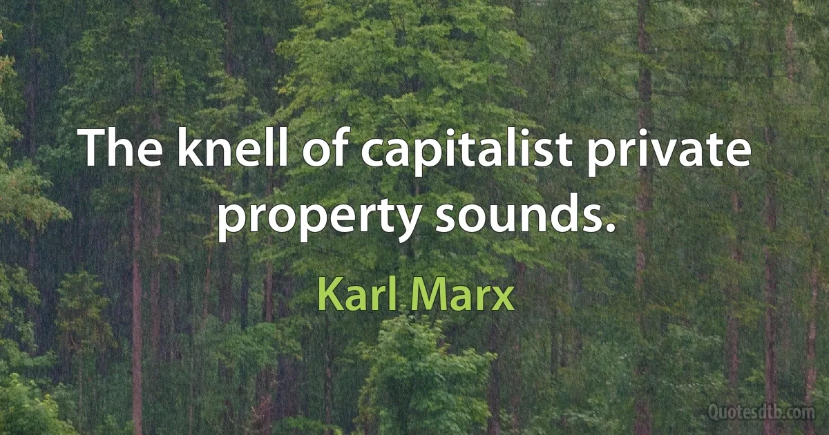 The knell of capitalist private property sounds. (Karl Marx)