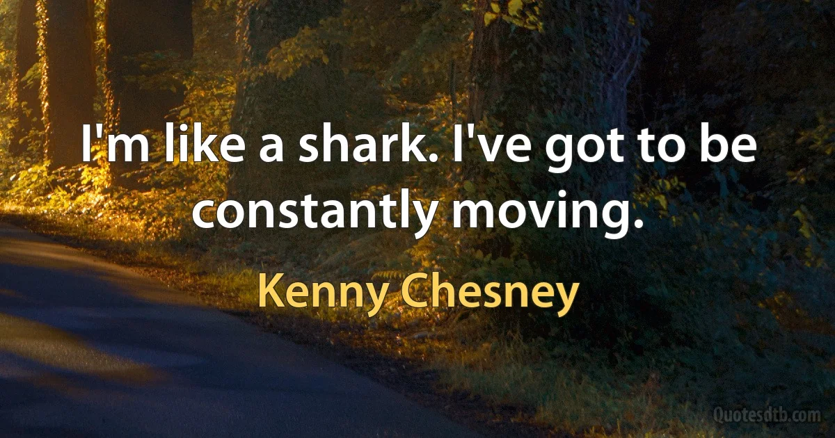 I'm like a shark. I've got to be constantly moving. (Kenny Chesney)