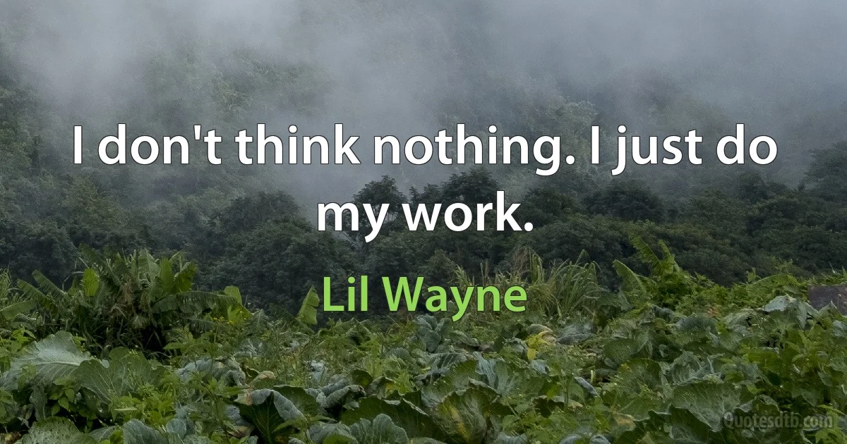 I don't think nothing. I just do my work. (Lil Wayne)