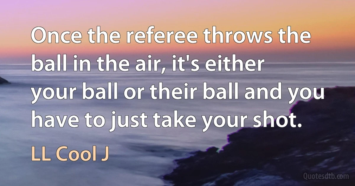 Once the referee throws the ball in the air, it's either your ball or their ball and you have to just take your shot. (LL Cool J)