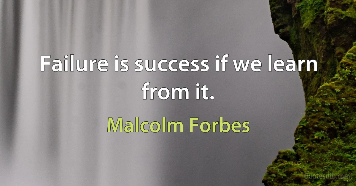 Failure is success if we learn from it. (Malcolm Forbes)