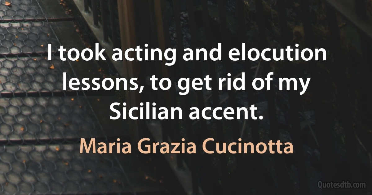 I took acting and elocution lessons, to get rid of my Sicilian accent. (Maria Grazia Cucinotta)