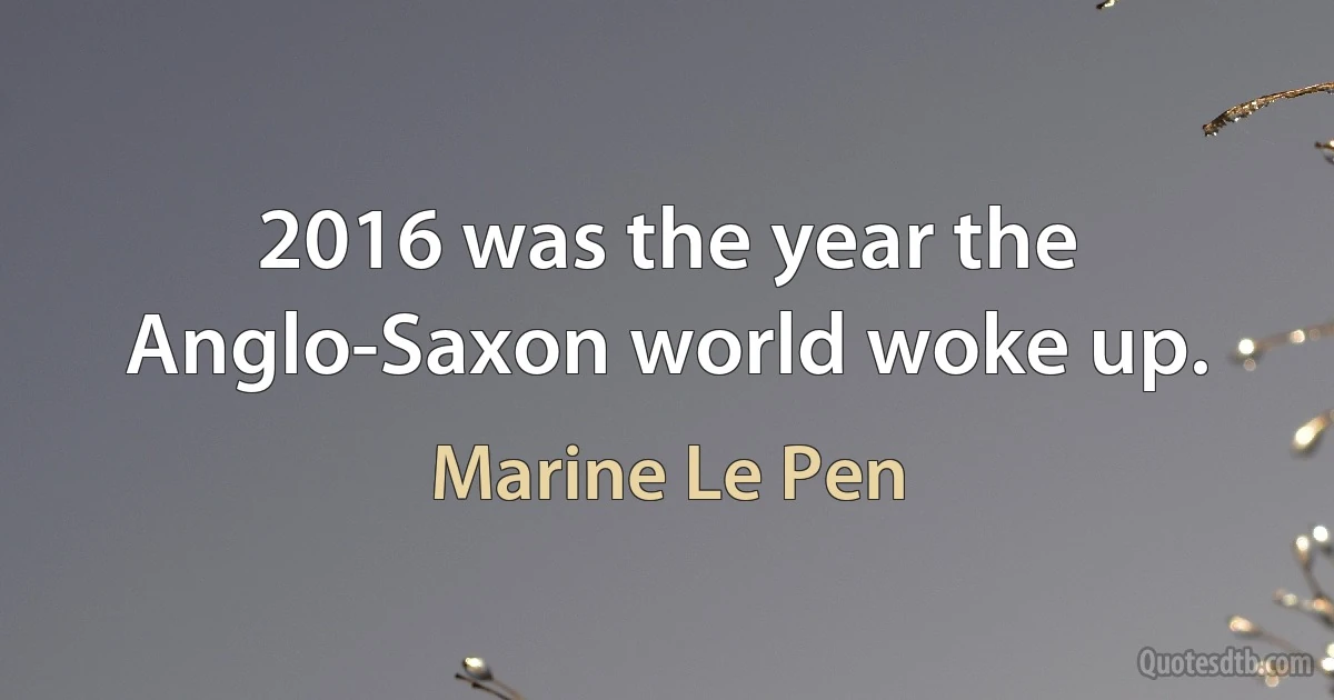 2016 was the year the Anglo-Saxon world woke up. (Marine Le Pen)