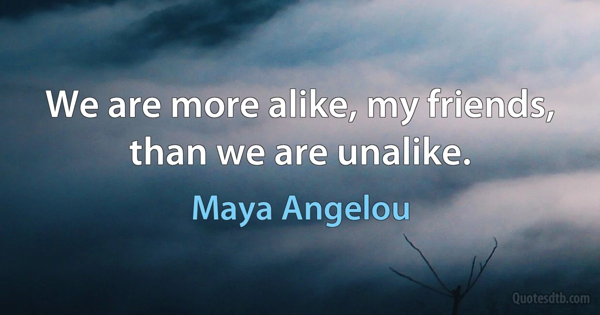 We are more alike, my friends, than we are unalike. (Maya Angelou)