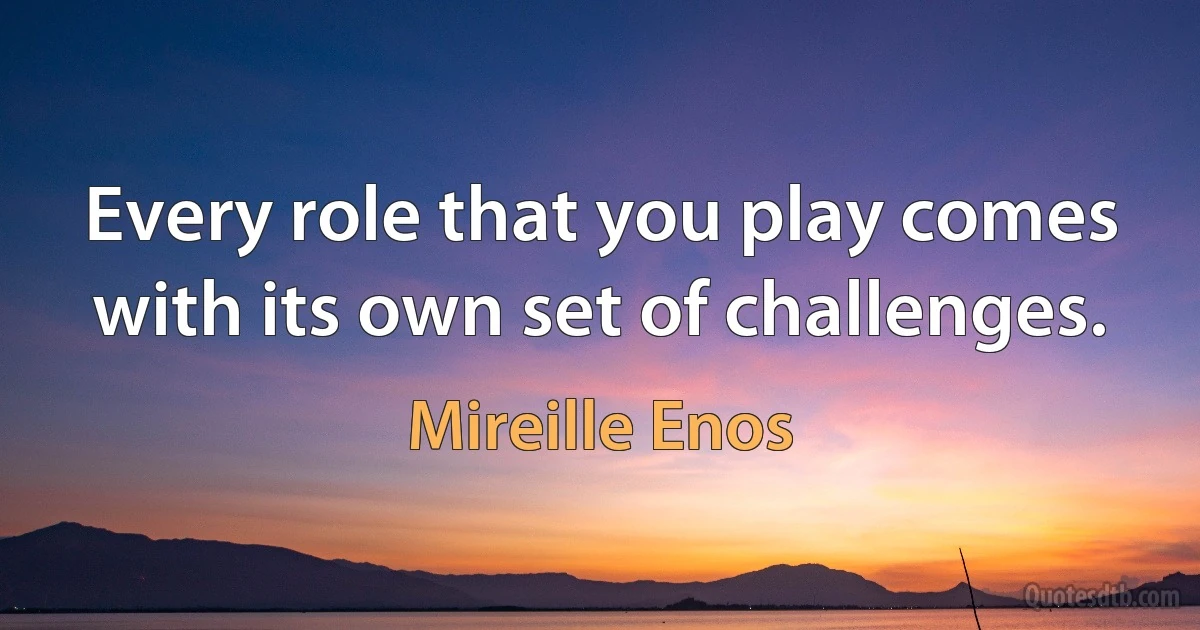 Every role that you play comes with its own set of challenges. (Mireille Enos)