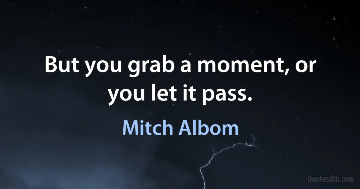 But you grab a moment, or you let it pass. (Mitch Albom)