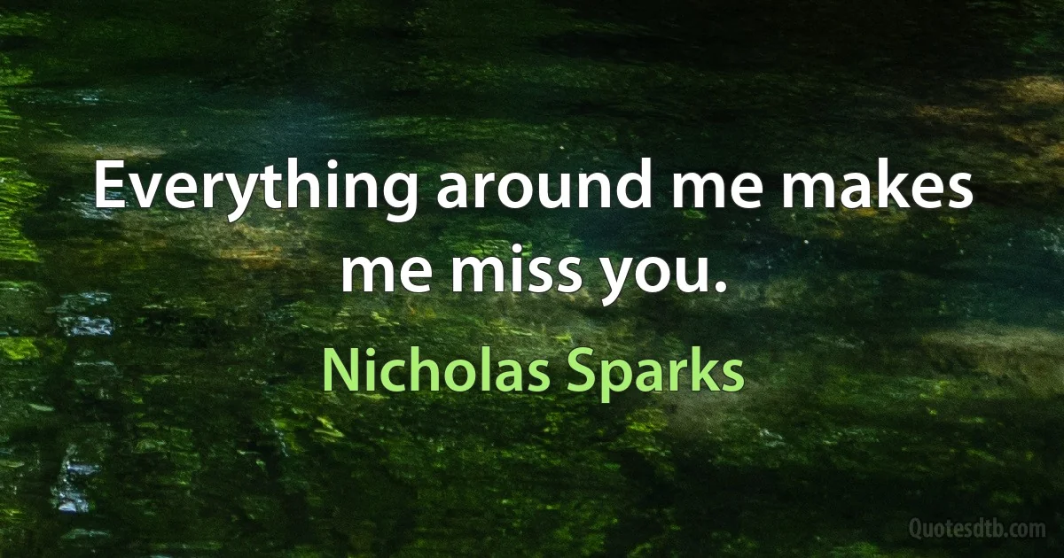 Everything around me makes me miss you. (Nicholas Sparks)