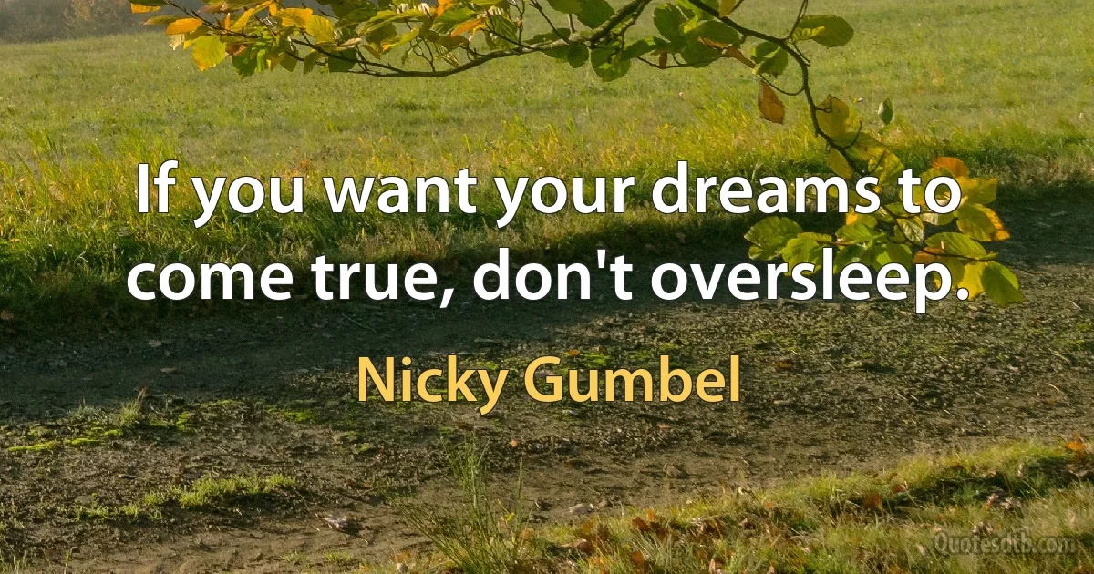 If you want your dreams to come true, don't oversleep. (Nicky Gumbel)