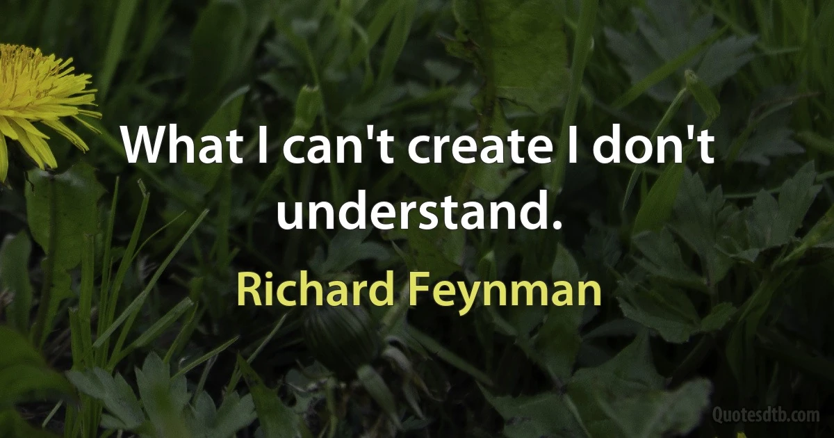 What I can't create I don't understand. (Richard Feynman)