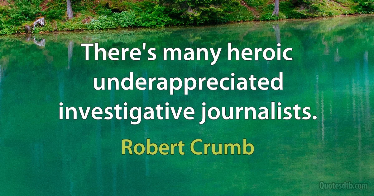 There's many heroic underappreciated investigative journalists. (Robert Crumb)