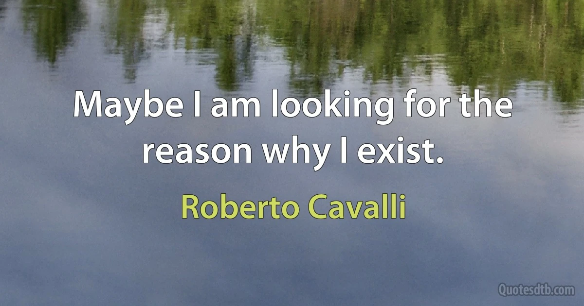 Maybe I am looking for the reason why I exist. (Roberto Cavalli)