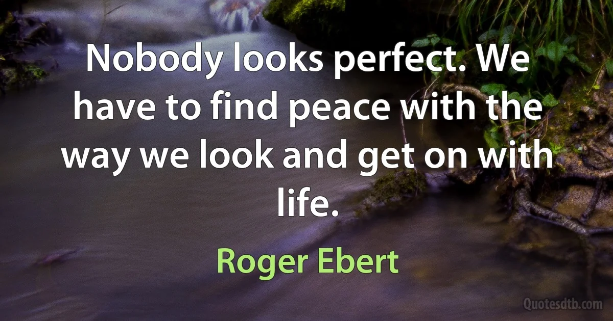 Nobody looks perfect. We have to find peace with the way we look and get on with life. (Roger Ebert)