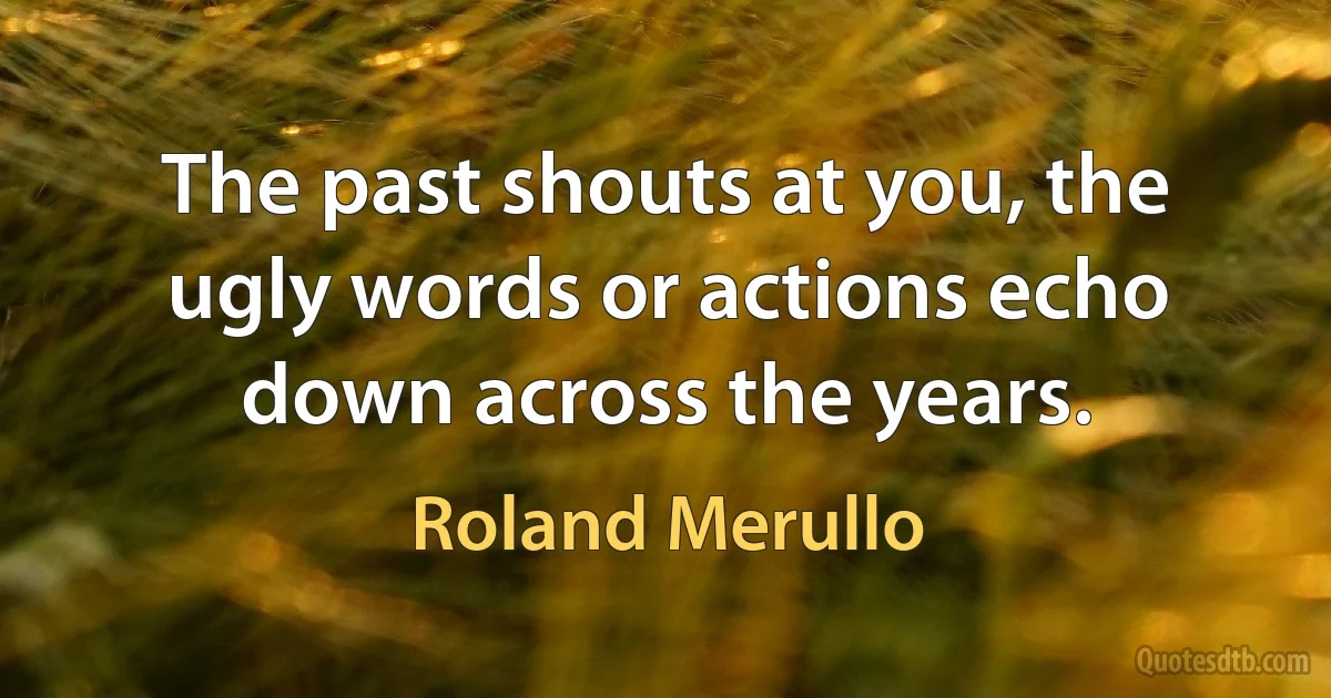 The past shouts at you, the ugly words or actions echo down across the years. (Roland Merullo)