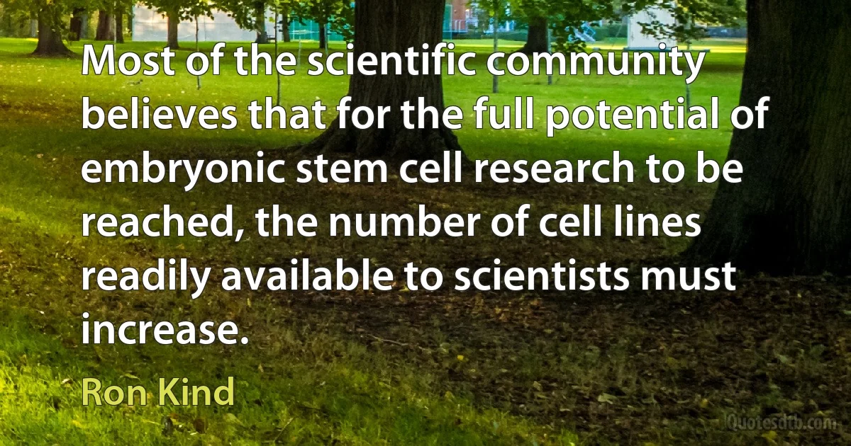 Most of the scientific community believes that for the full potential of embryonic stem cell research to be reached, the number of cell lines readily available to scientists must increase. (Ron Kind)