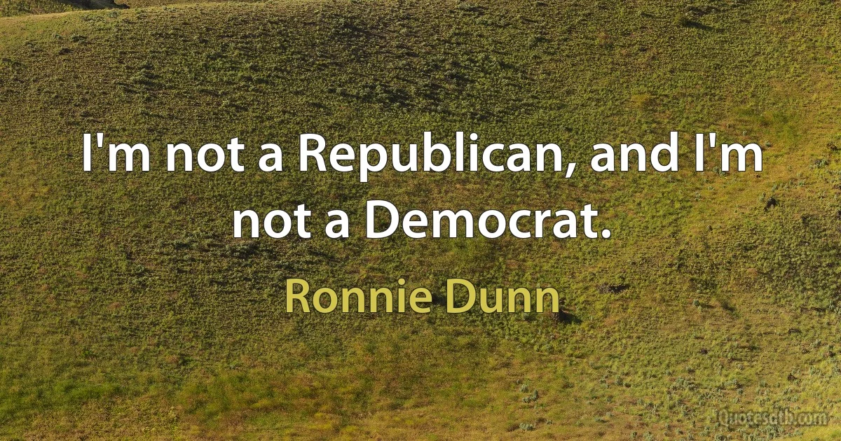 I'm not a Republican, and I'm not a Democrat. (Ronnie Dunn)