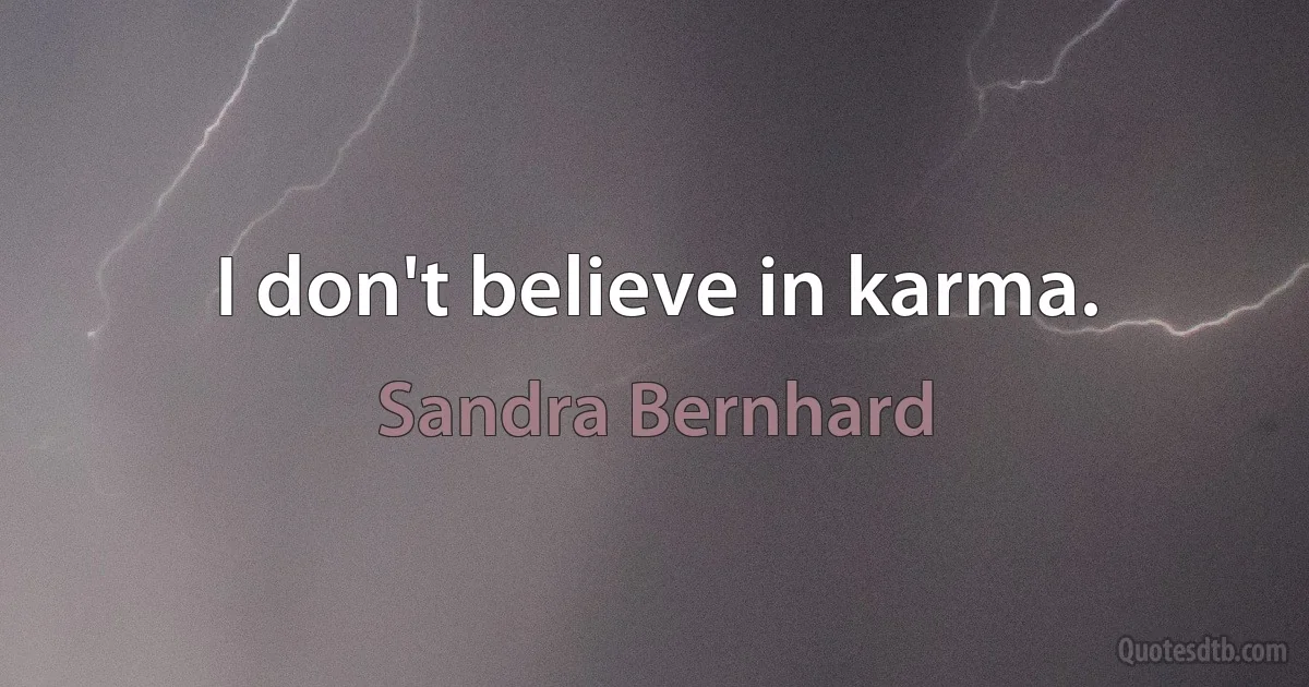 I don't believe in karma. (Sandra Bernhard)