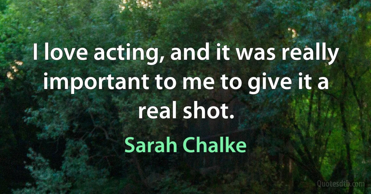 I love acting, and it was really important to me to give it a real shot. (Sarah Chalke)