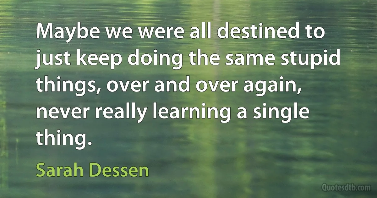 Maybe we were all destined to just keep doing the same stupid things, over and over again, never really learning a single thing. (Sarah Dessen)