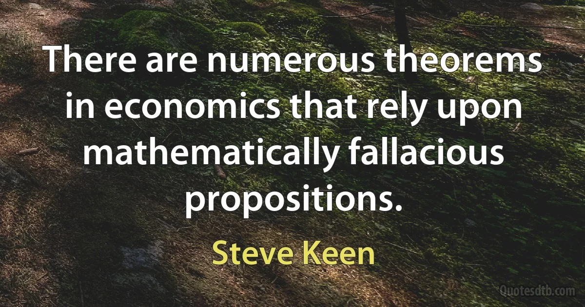 There are numerous theorems in economics that rely upon mathematically fallacious propositions. (Steve Keen)